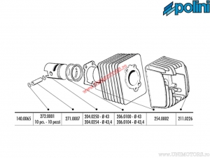 Σετ κυλίνδρου (διάμετρος 43mm / 63cc / βίδα πιστονιού 12mm) - 140.0065/ST - Polini