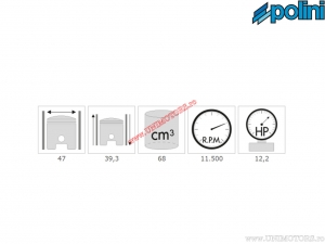 Σετ κυλίνδρου (διάμετρος 47mm / 68cc) - 140.0183/R - Aprilia SR 50 R / Gilera Runner / DNA / Piaggio ZIP / 