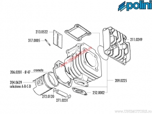 Σετ κυλίνδρου (διάμετρος 47mm / 69,93cc) - 166.0079 - Aprilia Amico / MBK Booster / Yamaha Slider / BW's / 