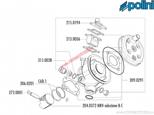 Σετ κυλίνδρου (διάμετρος 47mm / 76,3cc) - 133.2004 - Malaguti Dune ES 50 LC 2T - Polini