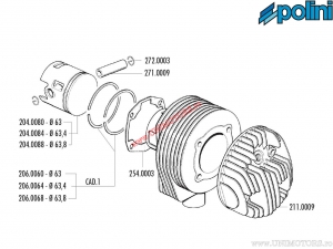 Σετ κυλίνδρου (διάμετρος 63mm / 177cc) - 140.0080 - Vespa PX 125 / PX 150 / Sprint 125 / Cosa 150 / Cosa 12