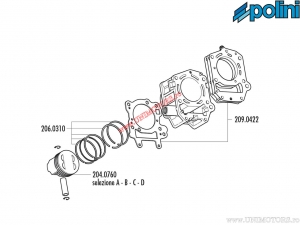 Σετ στεγανοποίησης κυλίνδρου (209.0422) - Aprilia Leonardo 125 / Leonardo 150 / Scarabeo 125 / Scarabe