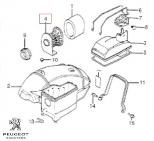 Υποστήριξη φίλτρου αέρα - Honda NH Lead / Peugeot SC Metropolis 2T AC 50-80cc - Peugeot