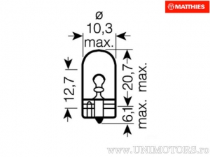 Φανάρι χωρίς βάση W5W μπλε W2.1X9.5D JMP 12V 5W σετ 10 τεμαχίων - JM