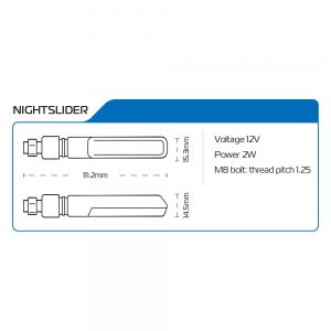 Φλας μοτοσικλέτας NightSlider (111x15x14,5mm / EL360) - σετ - Oxford