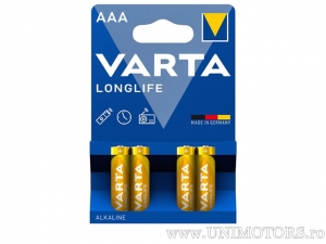 Батерия AAA Алкална Longlife 1.5V в блистер, комплект от 4бр. - Varta