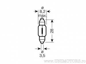 Бек СВ7-8 12V 3W L: 28мм - Осрам