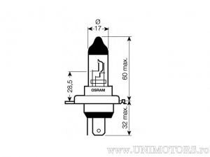 Бек H4 P43t Гигант Тежкотоварен Билукс 24V 70/75W - Osram