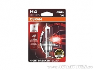 Блок за мотоциклет H4 P43t-38 Night Breaker Silver 12V 60/55W в блистер - Osram