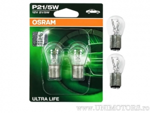 Брезент P21/5W BAY15D Ultra Life 12V 21/5W блистер комплект 2бр - Osram