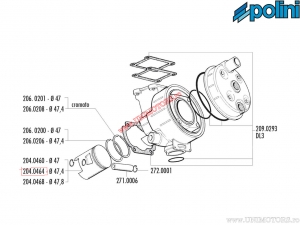 Бутало (диаметър 47,4мм) - 204.0464 - Aprilia AF1 50 Futura, Min.RV4-3 / Benelli Devil 50 / Motron Compact ES - 