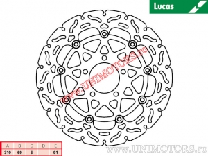 Диск преден спирачен MSW250RAC плаващ - Lucas TRW