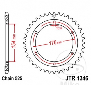 Заден пиньон JTR1346.43 (стъпка 525) - Honda CB 1000 RA ABS - RA Black Edition ABS - RA Neo Sports Cafe ABS / V