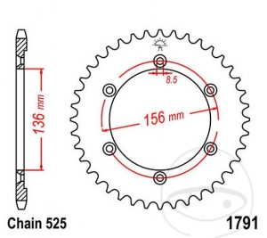 Заден пиньон JTR1791.41 (стъпка 525) - Suzuki DR 650 SEU ('96-'00) / SE ('96-'00) / XF 650 U - Freewind ('97-'0