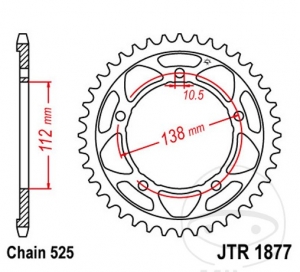 Заден пиньон JTR1877.47Z (стъпка 525) - Yamaha MT-09 900 MTN890 - SP MTN890-D / MXT 850 GT Niken ABS MXT850-D -