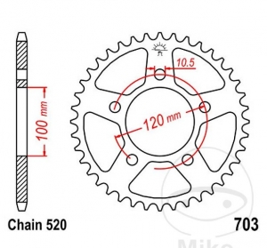 Заден пиньон JTR703.47 (стъпка 520) - Aprilia RSV 1000 R Factory / RSV 1000 R Mille / RSV 1000 R Tuono / RSV4 1