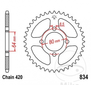 Заден пиньон JTR834.41 (стъпка 420) - Yamaha BW 80 Big / FS 80 SE / LB-2M 50 / PW 80 / RD 80 LC I-MX / TT-R 50-