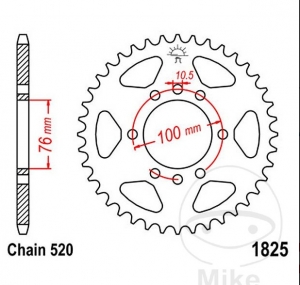 Задна зъбчата JTR1825.38 (стъпка 520) - Suzuki DR 750 S Big / DR 750 SU Big / GN 400 L Gussrad - JM