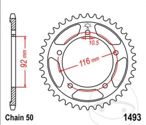 Задна пиньон JTR1493.41 (стъпка 530) - Kawasaki ZZR 1400 B / D / F ABS - Performance - Special / H ABS / J - JM