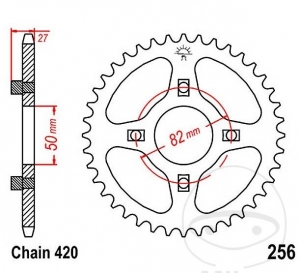 Задна пиньон JTR256.43 (стъпка 420) - AJS DD 50 E - E-2 / Honda CB 50 J / CY 50 K / CY 80 / SS 50 - M / ST 50 D