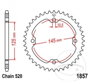 Зъбчатка задна JTR1857.37 (стъпка 520) - SMC/Barossa Black Hawk 250-170 / Yamaha YFM 250 R SE / 350 R / 700 R