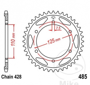 Зъбчатка задна JTR485.48 (стъпка 428) - Gilera Coguar 125 ('99-'01) - JM