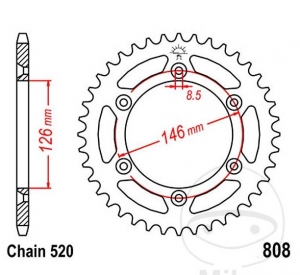 Зъбчатка задна JTR808.41 (размер 520) - Suzuki DR 350 - SE / DR-Z 400 -E-S-SM-SMU / RM 125-250 / RMX 250-450 