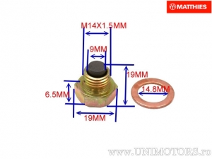 Капац (бусон) магнитна маслена канела M14x1.5 (със шайба и уплътнение) - Adly/