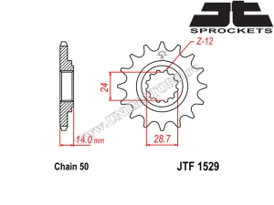 Комплект верига Kawasaki GPZ 1100 ('95-'98) - (DID / JT)