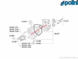 Комплект гарнитури цилиндър (диаметър 40мм) - 209.0419 - Peugeot Speedfight 50 H2O / X-Fight 