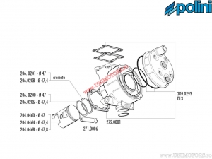 Комплект гарнитури цилиндър (2090293) - Benelli Devil 50 / Spring 50 / Malaguti MRX 50 - Polini