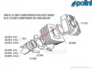 Комплект цилиндър (диаметър 46мм / 65cc) - 142.0089 - Peugeot 103 MVL 50 AC / 103 RCX / 103 SP AC / 10