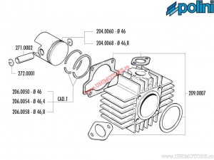 Комплект цилиндър (диаметър 46мм / 65cc) - Garelli Noi Matic 50 - 115.0068 - Polini