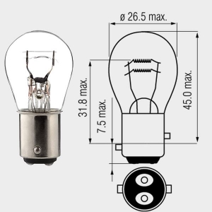 Мотопро - Обикновен бек 12V - 21/5W BAY15D