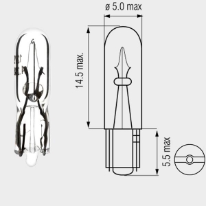 Мотопро - Стандартен бек 12V - 1,2W със стъклено гнездо 2,0 x 4,6