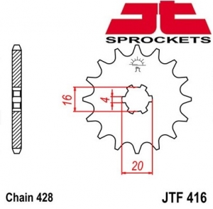 Преден пиньон с 13 зъба, стъпка на веригата 428 - Suzuki RM 80 ('97-'16) / TS 100 ('77-'79) / G