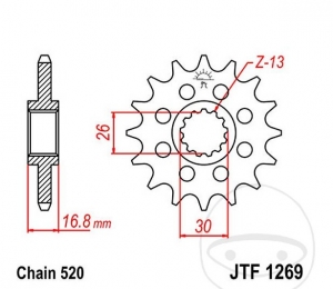 Преден пиньон JTF1269.15 (стъпка 520) - Honda CBR 600 F / 1000 RA Fireblade ABS / 1000 RR / 1000 RR S1 / SP-1 