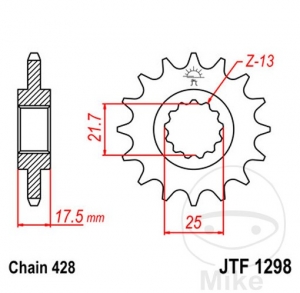 Преден пиньон JTF1298.17 (стъпка 428) - JM