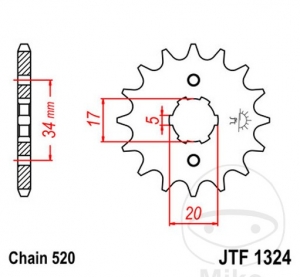 Преден пиньон JTF1324.12 (стъпка 520) - JM