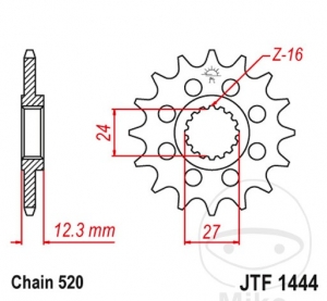 Преден пиньон JTF1444.15 (стъпка 520) - Suzuki GSX-R 1000 A / GSX-R 1000 RA / GSX-R 1000 RZA / GSX-R 1000 ZA A