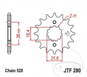 Преден пиньон JTF280.13 (стъпка 520) - Honda NX 250 ('88-'96) - JM