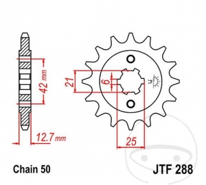 Преден пиньон JTF288.18 (стъпка 530) - Honda CB 500 K / CB 550 F / CB 550 K / CB 750 F / CB 750 K - JM