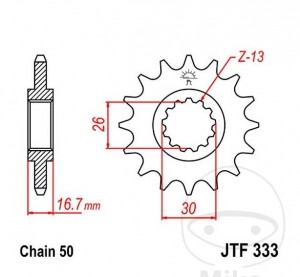 Преден пиньон JTF333.16 (стъпка 530) - Honda CB 1000 R / RA / CBF 1000 / A / F / FA / CBR 1000 RA / RR / RRS /