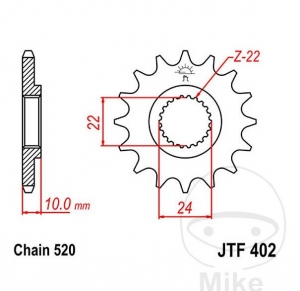 Преден пиньон JTF403.15 (стъпка 520) - BMW G 450 X / Husqvarna SMR 449 -511 ie / TC-TE 449 ie / TE 511 ie - JM