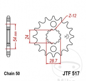 Преден пиньон JTF517.18 (стъпка 530) - Kawasaki ZZR 1100 D / G / ZZR 1200 C / 1400 B / D / F / H / J / Kawasak