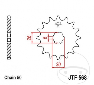 Преден пиньон JTF568.15 (стъпка 530) - Yamaha XS 650 ('75-'83) / XS 650 SE Special ('81-'83) / XS 650 SE US Cu