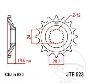 Предна пиния JTF523.15 (стъпка 630) - Kawasaki GPZ 1100 A Uni Trak ('83-'85) - JM