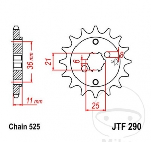 Предна пиньон JTF290.15 (стъпка 525) - Хонда XBR 500 с леяно колело ('85-'87) - JM