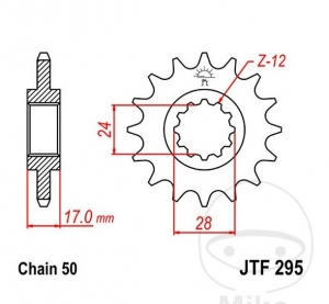 Предна пиньон JTF295.15 (стъпка 530) - Honda CBR 600 F ('87-'97) - JM