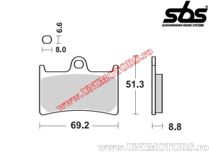 Предни спирачни накладки - SBS 198CT (карбонова технология) - (SBS)